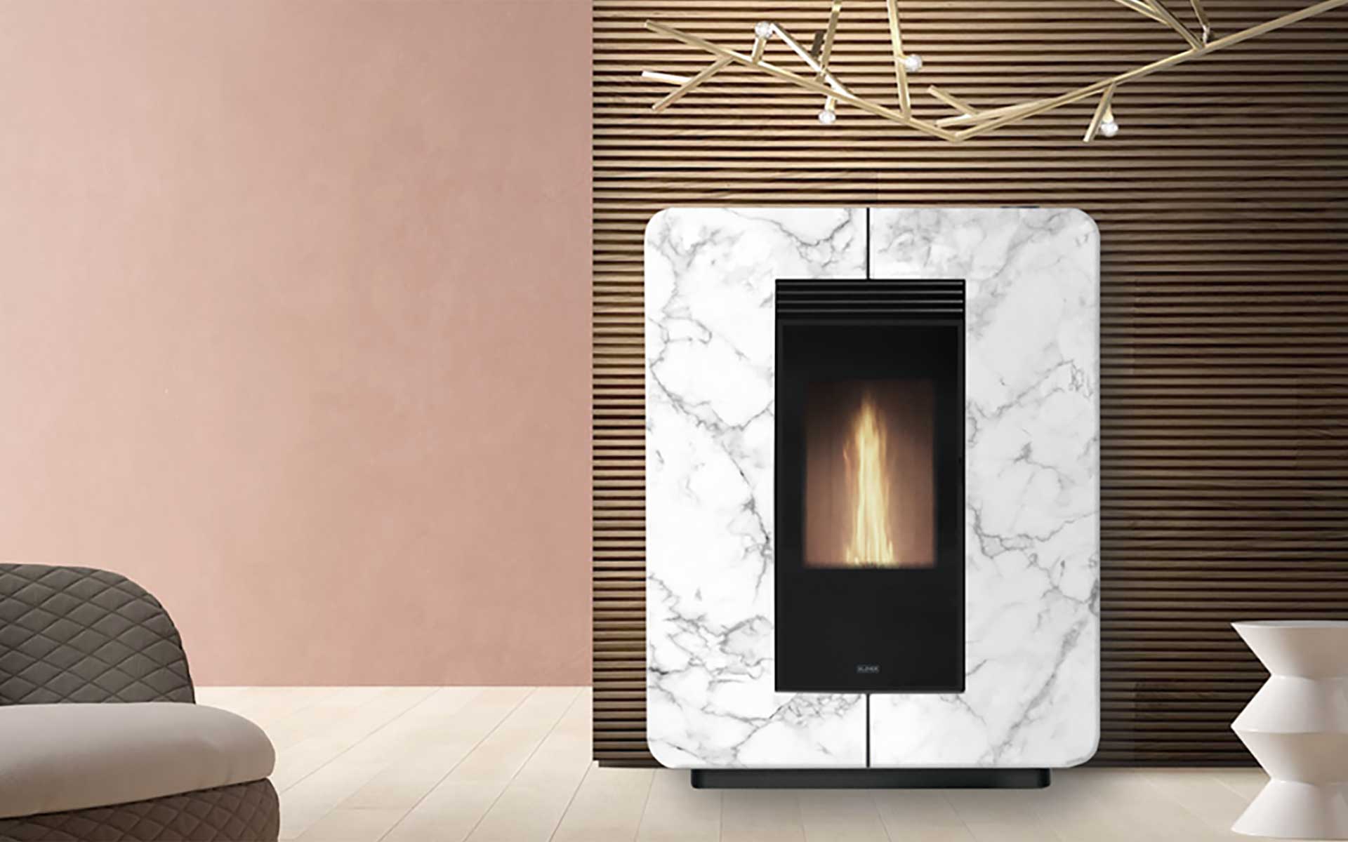 Stufa a pellet design Klover gres con venature