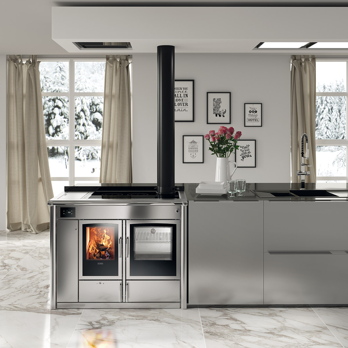 Termocucina a legna modello Altea Inox
